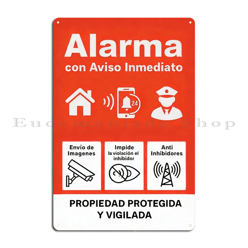 Smart Home Security System - Retro 24h Alarm System Metal Sign
