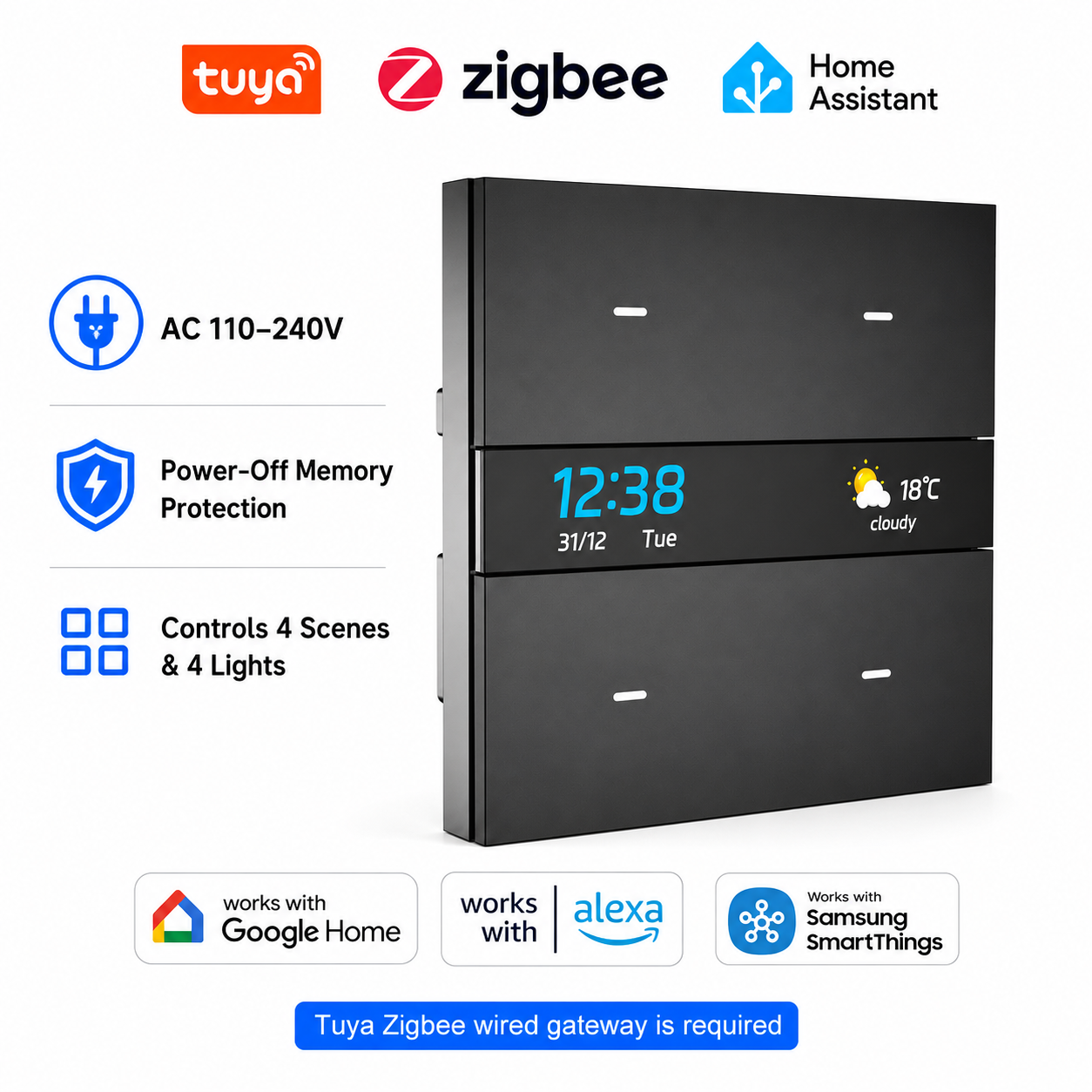 Smart Home Z Wave - M8 Pro Zigbee Smart Switch Panel