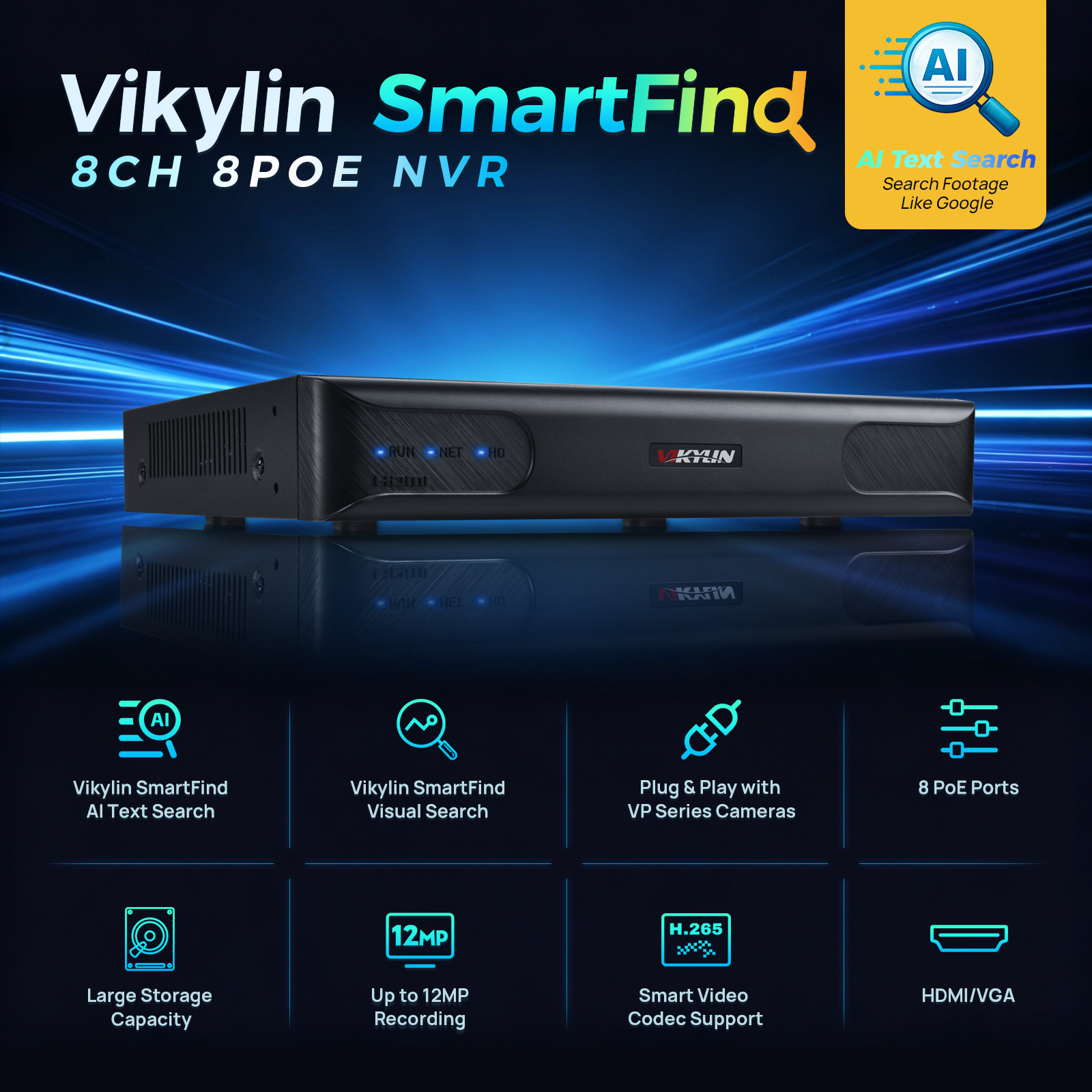 Vikylin 4K NVR UP to 12MP 8CH  – обзор и цена Smart Home Security System